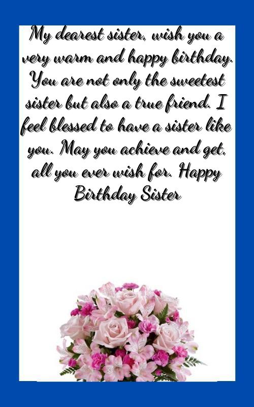 status on sister birthday